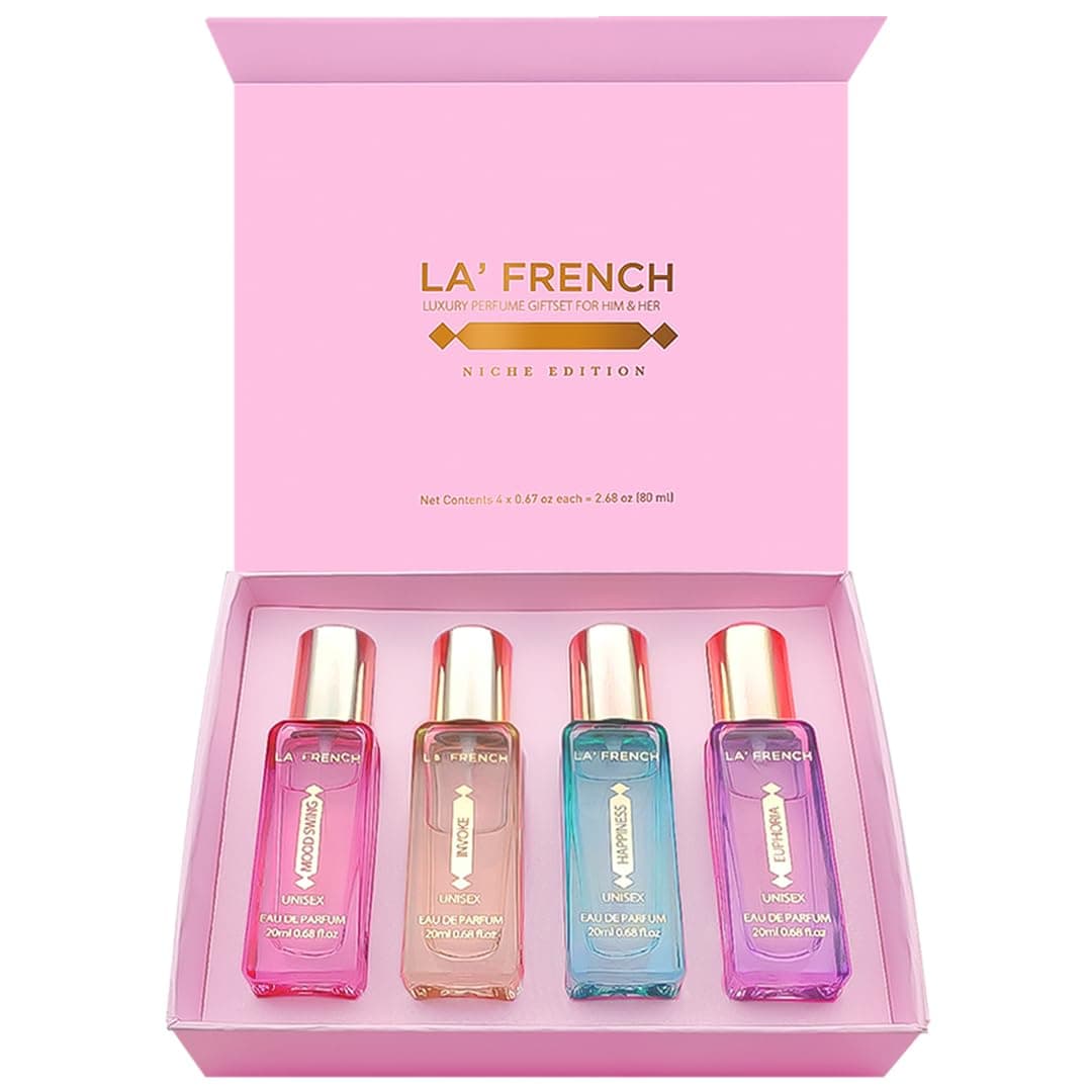 La French Perfume Gift Set for Women 4X20ml | with Mood Swing Euphoria Happiness Invoke | Spicy Fresh Long Lasting Fragrance Perfume | Luxury Perfume Gift Set for Men and Women