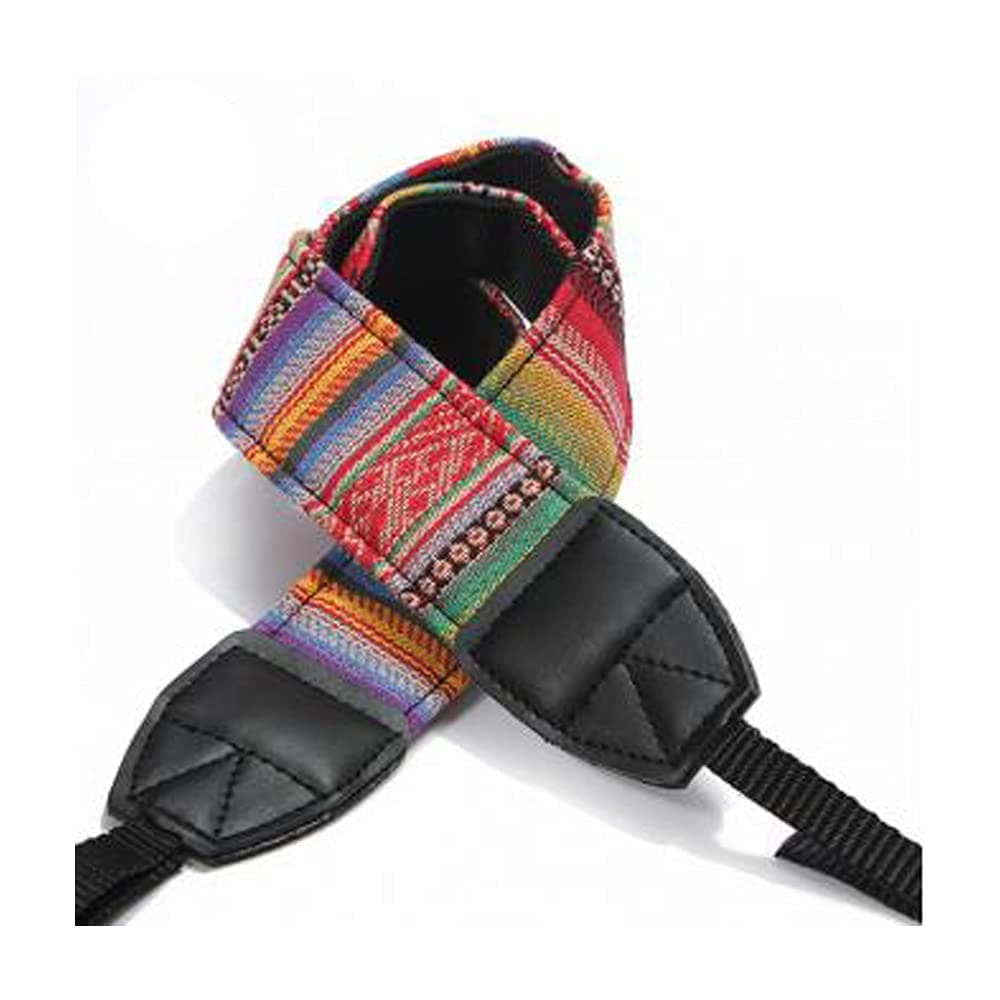 Q4Adjustable Camera Neck or Shoulder Strap. Vintage colourful Patterns. Single Strap. (Multicolor Orange)