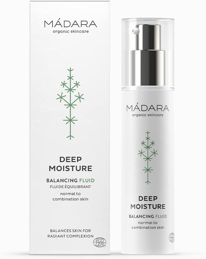 Mádara Deep Moisture Fluid For Normal And Combination Skin - Organic Skincare Balancing Fluid For Radiant Complexion, Intense 24-Hour Hydration - 50Ml