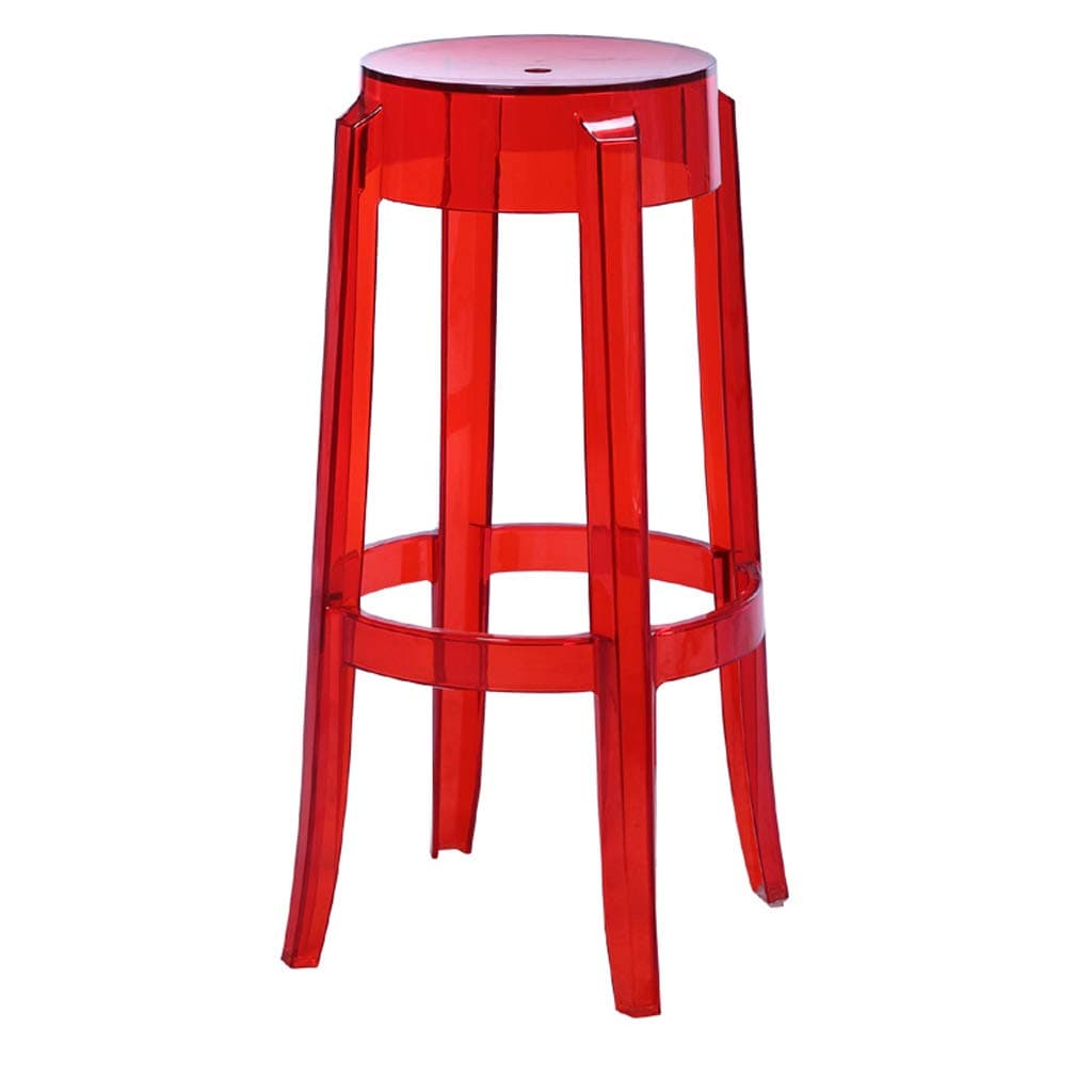 WCJ Fashion Plastic Bar Stool Transparent Red Acrylic Dining Chair Crystal Bar Stool Bar Bar Stool Home Chair Creative 75cm High Bar Stool