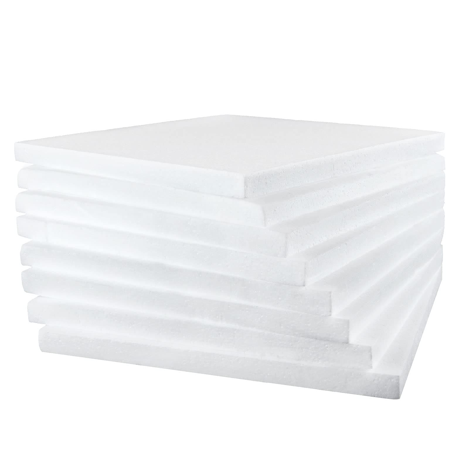 AHUNTTER 8 Pack Craft Styrofoam Blocks 30 x 30 x 2cm Rectangle Polystyrene Foam Bricks Smooth Foam Block for Sculpture Modeling DIY Arts Crafting Kids Class Floral Arrangement – White