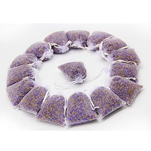 ESTAY 16 Packs Lavender Scented Sachet Fresh Dried Lavender Bag Moths Protection for Closet and Drawers Natural Air Purifying Freshener Bag (16 Packs of handsize Bags)