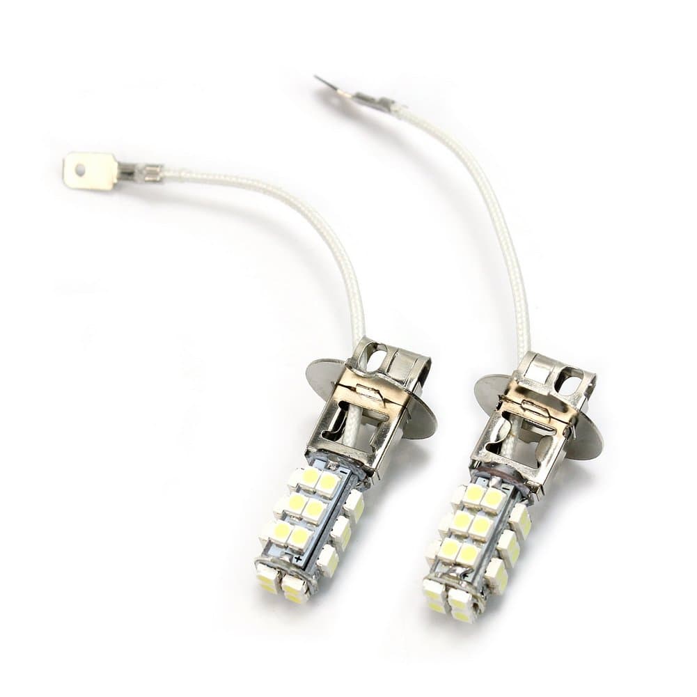 2pc Pure White Car H3 3528 SMD 28 LED Head Light Super Bright Headlight Bulb Lamp