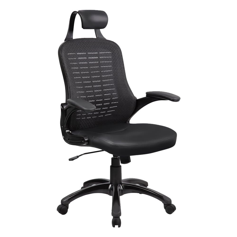 EuroStile High Back Ergonomic Office Mesh Chair Adjustable Executive Manager Chair with Headrest 8116, Black