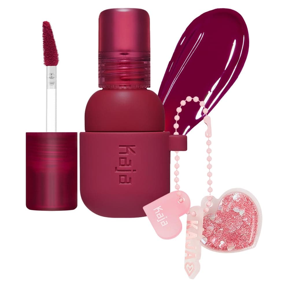 Lip & Blush Glazed Keychain Stain - Jelly Charm 01 Cherry Spritz | with Triple Berry Complex, Lemon Fruit Extract &Olive Squalane, Hydrating, Long Lasting Tint
