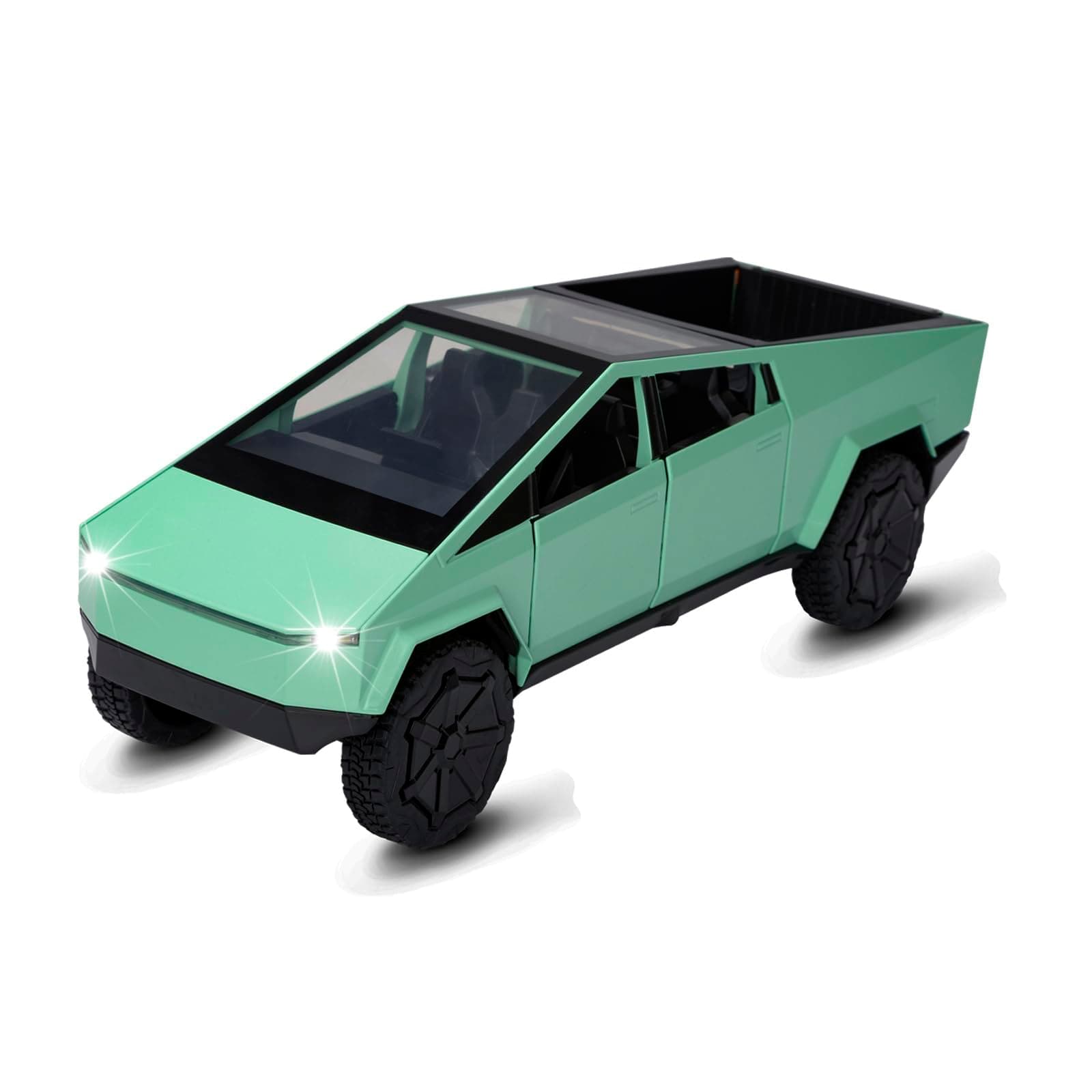 Sasbsc Toy Trucks For Boys Cybertruck Model Green Pickup Truck 1/24 Diecast Metal Toy Cars With Sound And Light For Kids Age 3 Year And Up