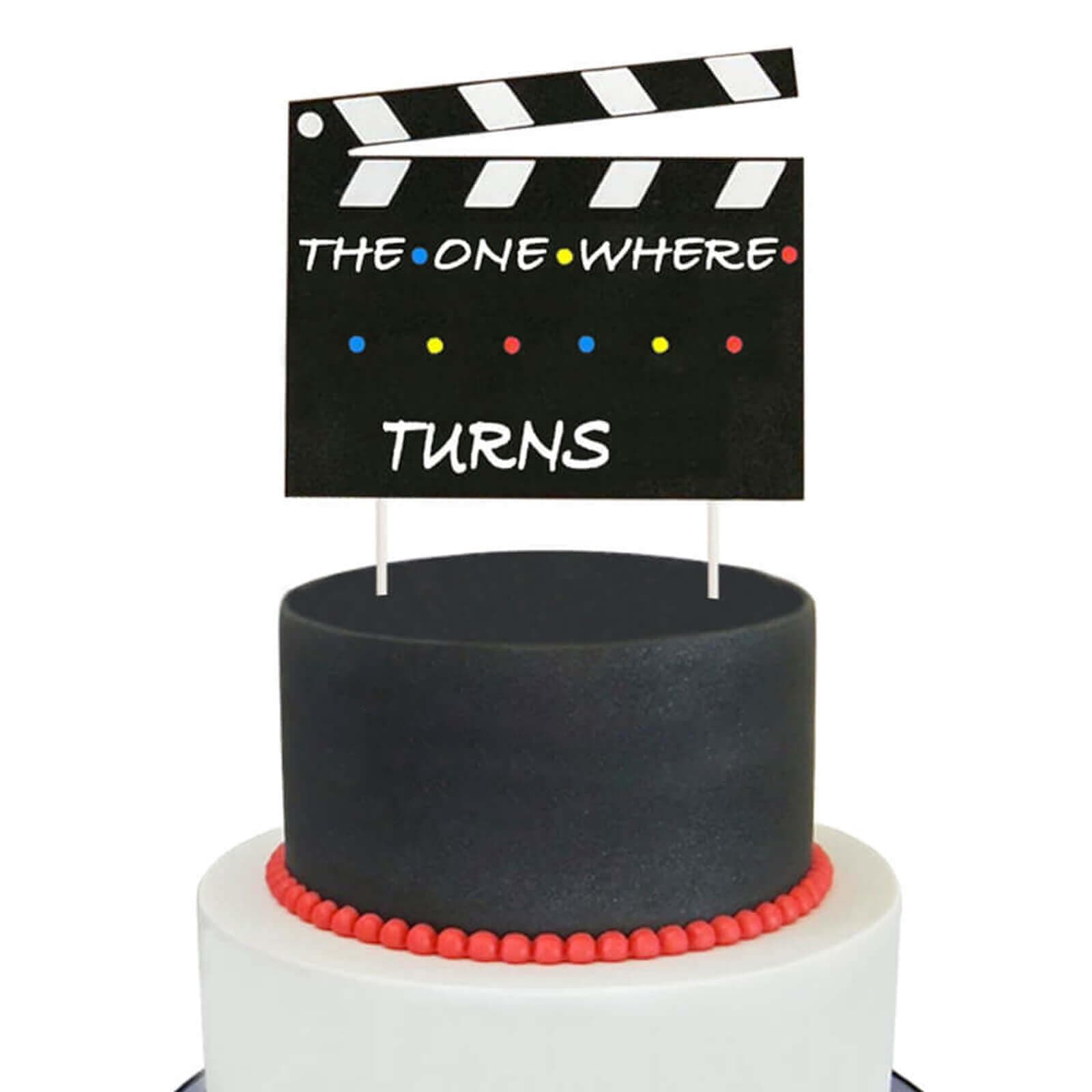 XXDecor TV Show Birthday Cake Decorations Personalized The One Where (Name) Turns (Age) Cake Topper for TV Show Theme Birthday Party Supplies Decorations