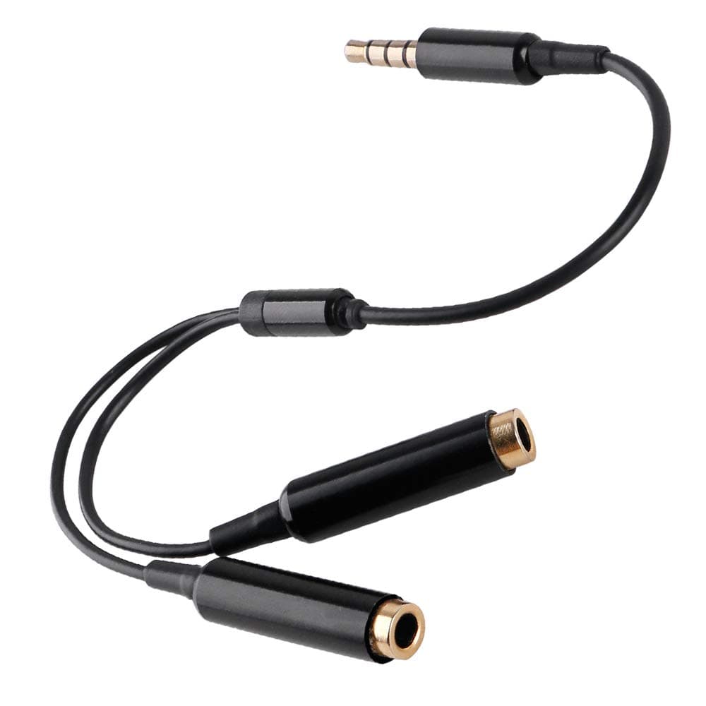 PoP voice TRRS Y Splitter mic and mic, Audio Cable for Lavalier Microphone, 2 Single-Head Mics or 2 Dual-Head Lavalier Mics to 1 Y Splitter