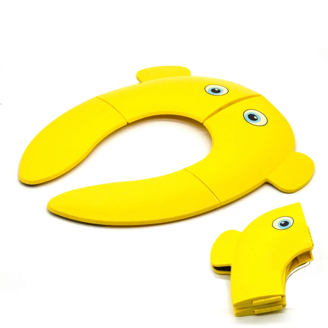 Bien Venida Travel Folding Portable Reusable Toilet Potty Training Seat Covers Liners with Large Non Slip Silicone PadsCarry Bag for Babies, Toddlers and Kids (Yellow Elephant)