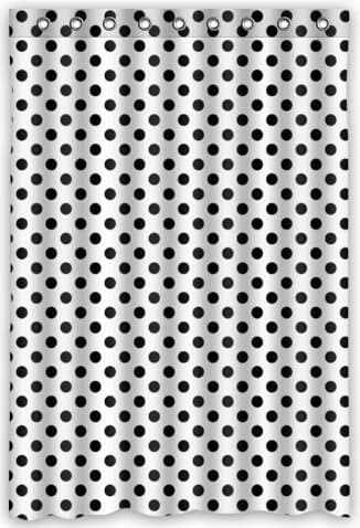 Custom black and white dot Waterproof Bathroom Fabric Shower Curtain 48" x 72"