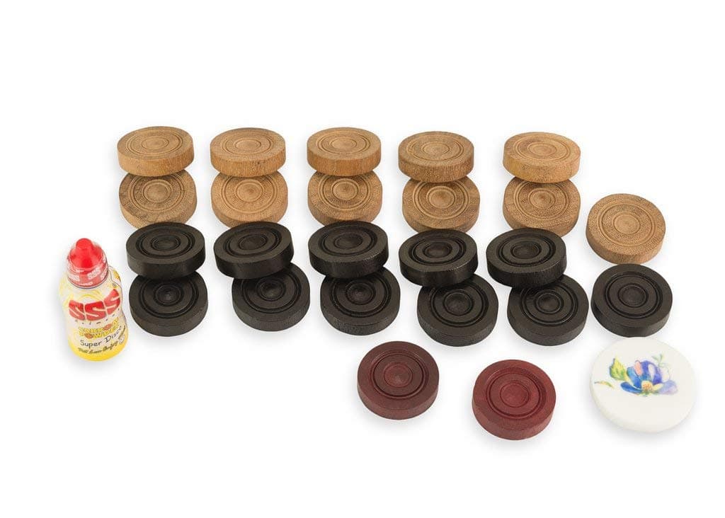 EkPuja Replacement Wooden Carrom Coins and Striker Set | Tournament Carrommen and Striker Set