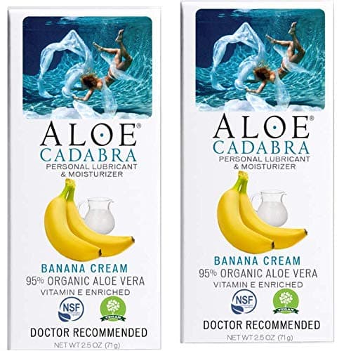 Aloe Cadabra Organic Flavored Lube Organic Water Based Personal Lubricant & Moisturizer for Women, Men & Couple, 2.5 Ounce, Banana Cream (Pack of 2)