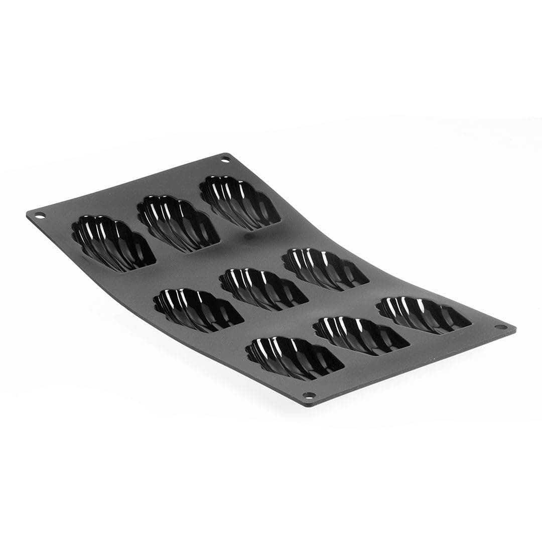 De Buyer 1966.01 Moul ' Flex Silicone Baking Mould - 9 Madeleine Cakes, Black