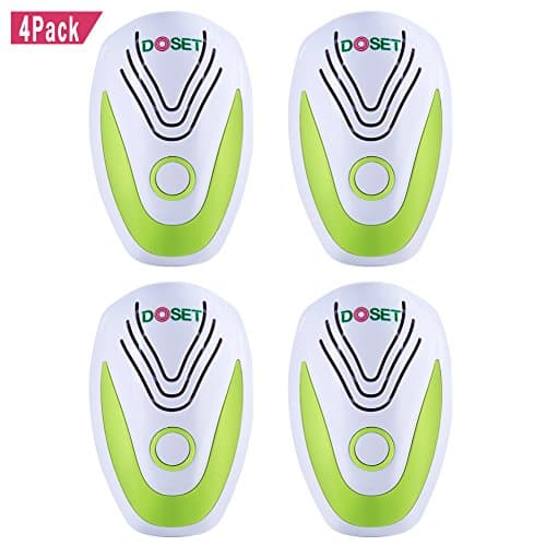 Doset Pest Control Ultrasonic Repeller, Electronic Plug In repellent indoor for Insects, Mosquitoes, Mice, Spiders, Ants, Rats, Roaches, Bugs, Non-toxic Eco-Friendly, Human & Pet Safe (4PC, Green)
