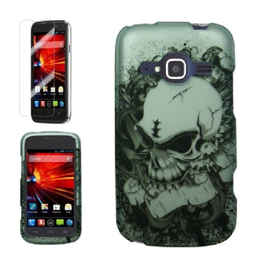 [ARENA] WHITE BLACK SKELETON SKULL COVER SNAP ON HARD CASE for ZTE CONCORD 2 + FREE SCREEN PROTECTOR