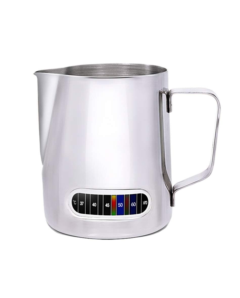 Milk Frothing Pitcher with Thermometer, Stainless Steel Control Temperature Milk Frothing Pitcher Coffee Tools Cup 20 oz (600 ml)