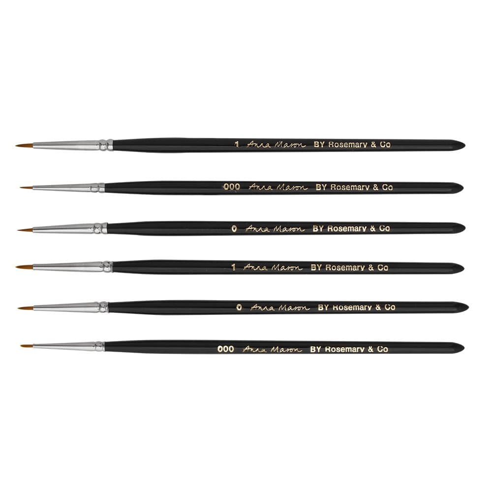 Rosemary & Co : Anna Mason : Synthetic Watercolour Brush : Top Up Set of 6