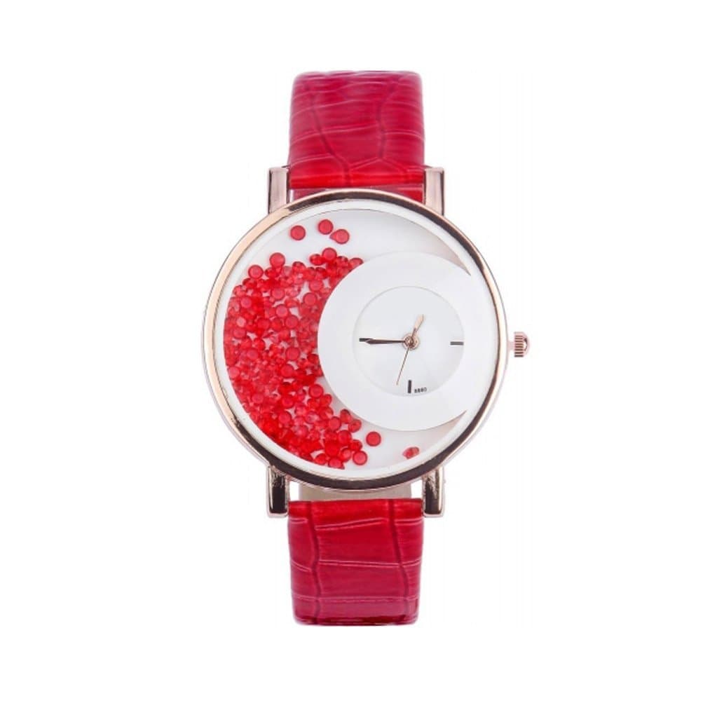 Styllent MXRE Diamond Round Dial Red Watch for Woman Fashion Wrist Watch | Party -Wedding Watch | Special for Teenager Girl's Watch | Women Watch