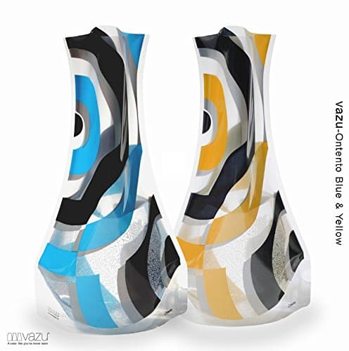 Vazu Original Pack of 2 - Super CRIETIVE Gift - A Vase Like You've Never Seen - Not Glass - Flowers Vase (Ontento Blue&Yellow)