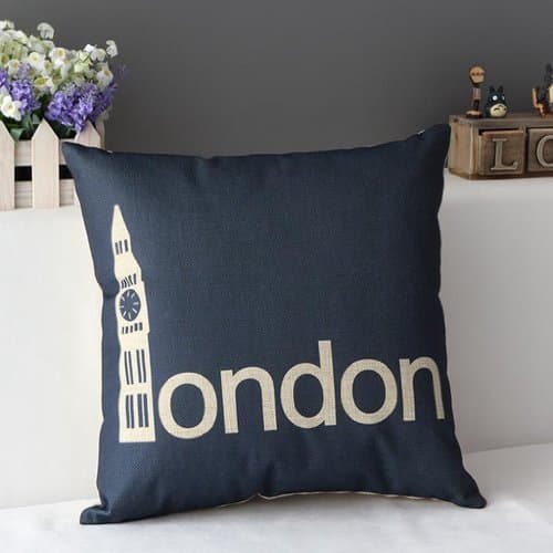 DuoLe Cotton Linen Square Decorative Cushion Cover Sofa Throw Pillowcase 18" x 18",London by DuoLe