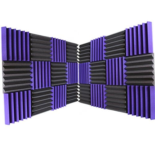 (24 Pk) 2"x12"x12" Purple/Charcoal Soundproofing Foam Sheets Acoustic Wall Panels Tiles Studio Foam Sound Proof Padding Wedges Insulation Sound Dampening Foam Recording Studio Equipment