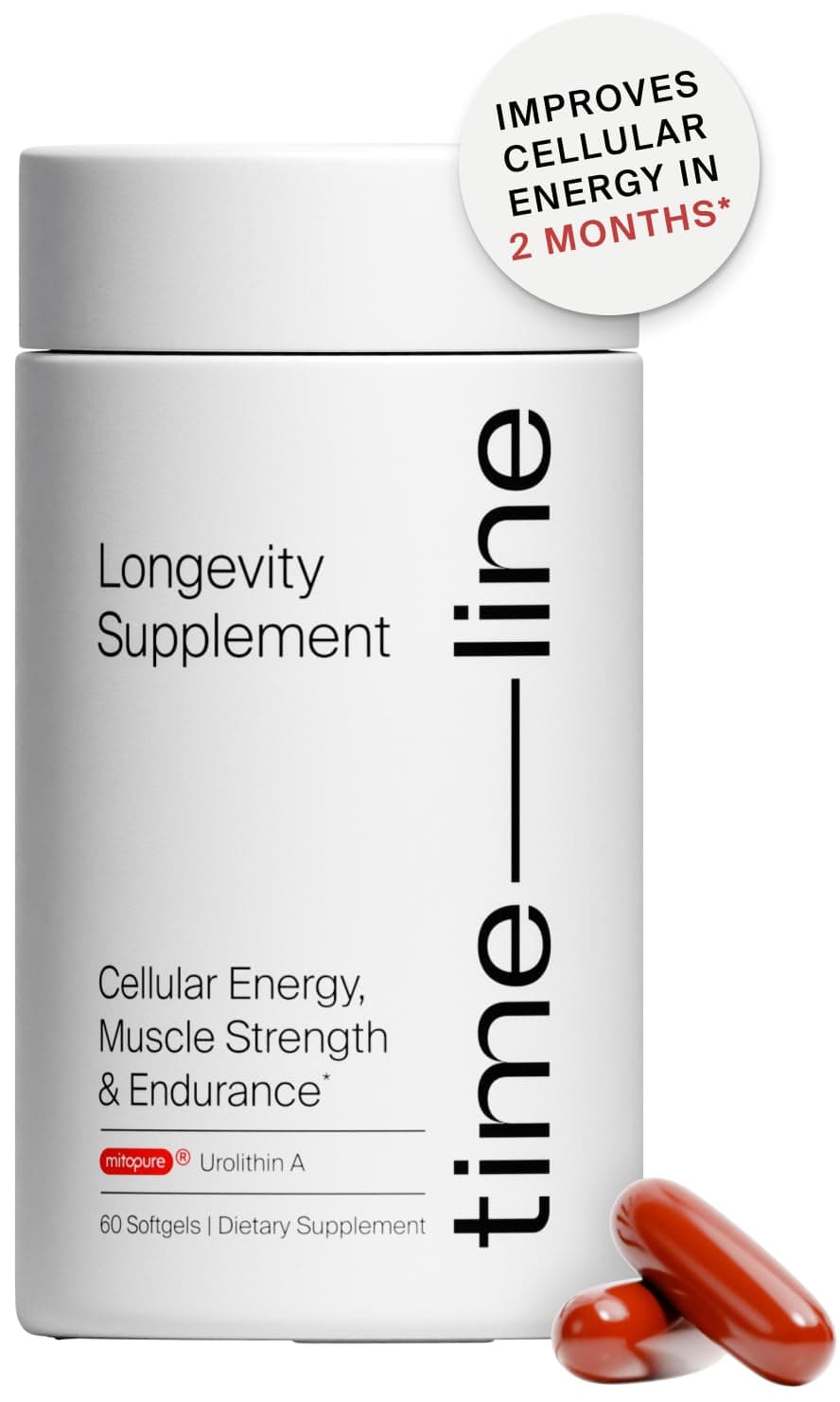 Timeline Mitopure Urolithin A Supplement - Clinically Proven Support for Healthy Aging and Cellular Renewal - Mitoceutical for Muscle Strength and Longevity - 60 Softgels