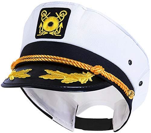 Marriage N Carriage Captain Hat, Yacht Sailors Cap, 100% Cotton, Adjustable White