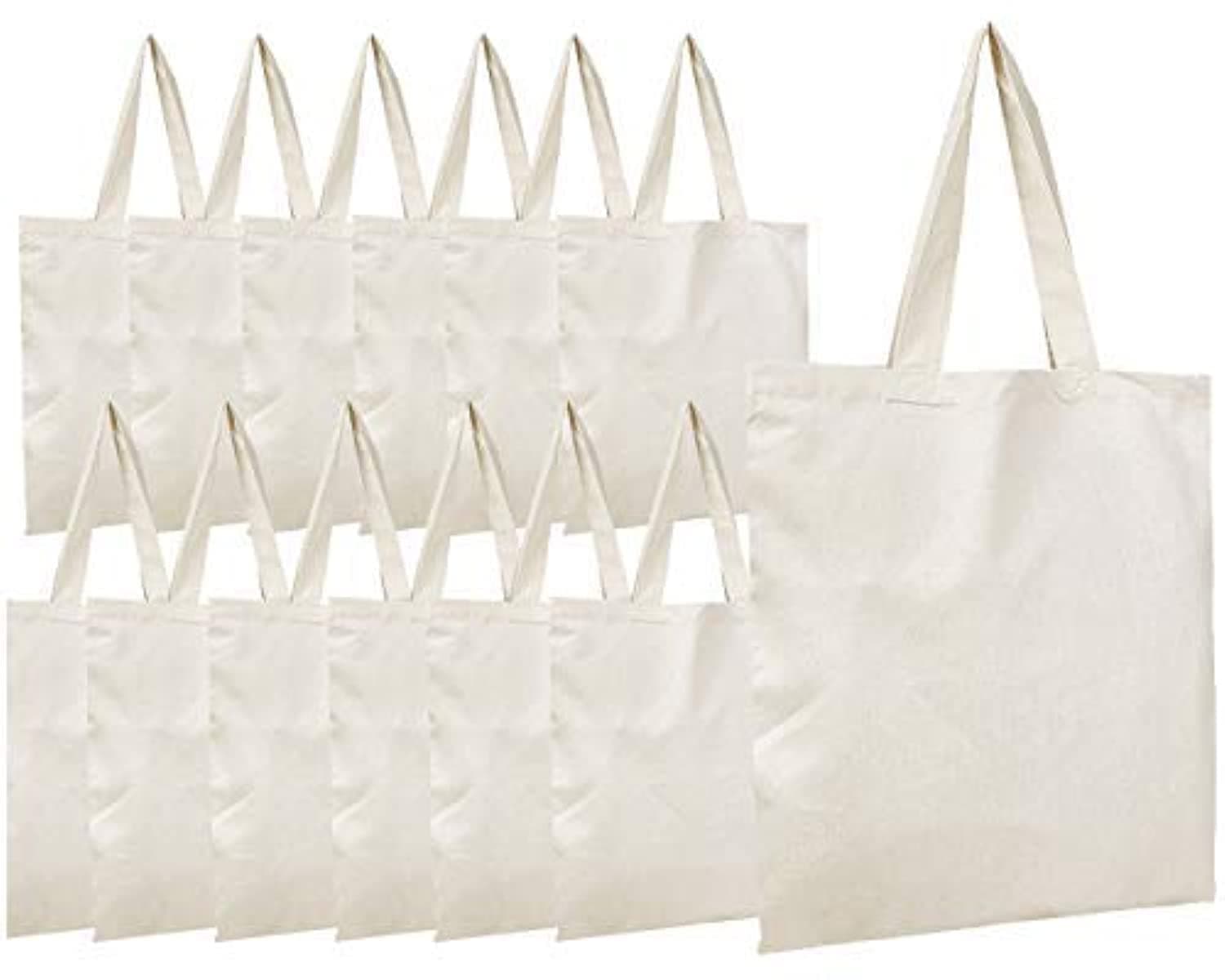 Plain Cotton Canvas Tote Bags - Pack of 12 - One Size - Natural