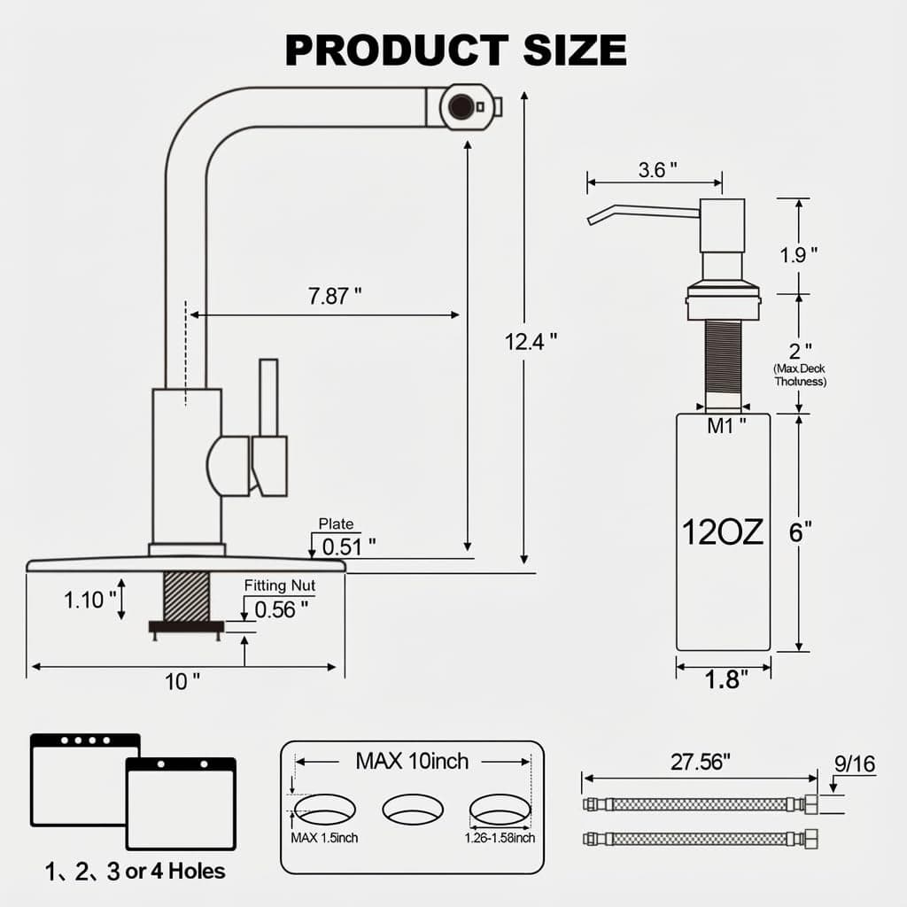 Brushed Gold Waterfall Kitchen Faucets with Pull Down Sprayer, Single Hole, Single Handle, Pull Out Tap, Stainless Steel Sink Faucet, Suitable for Farmhouse Camper Laundry Rv Bar