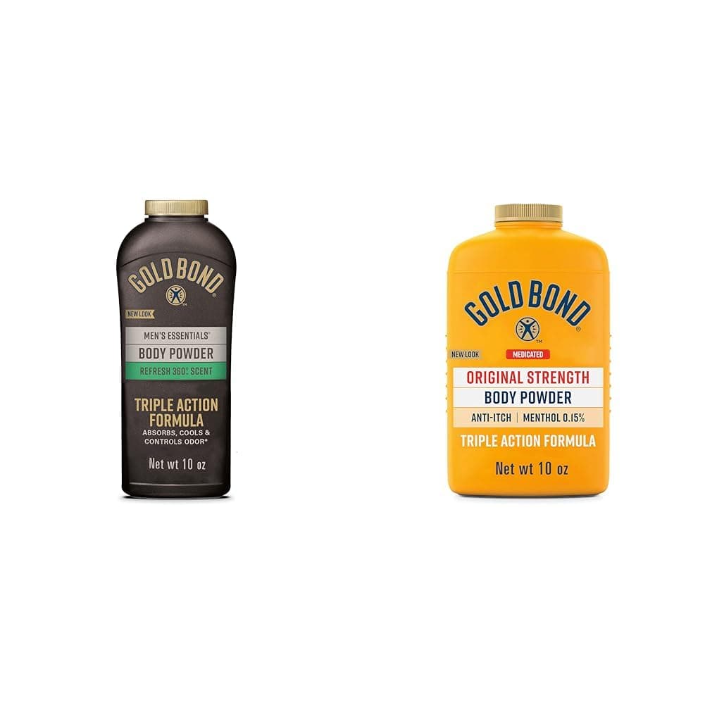 Gold Bond Men's Essentials Talc-Free Body Powder 10 oz. Refresh 360 Scent and Medicated Original Strength Body Powder 10 oz. Talc-Free Anti-Itch