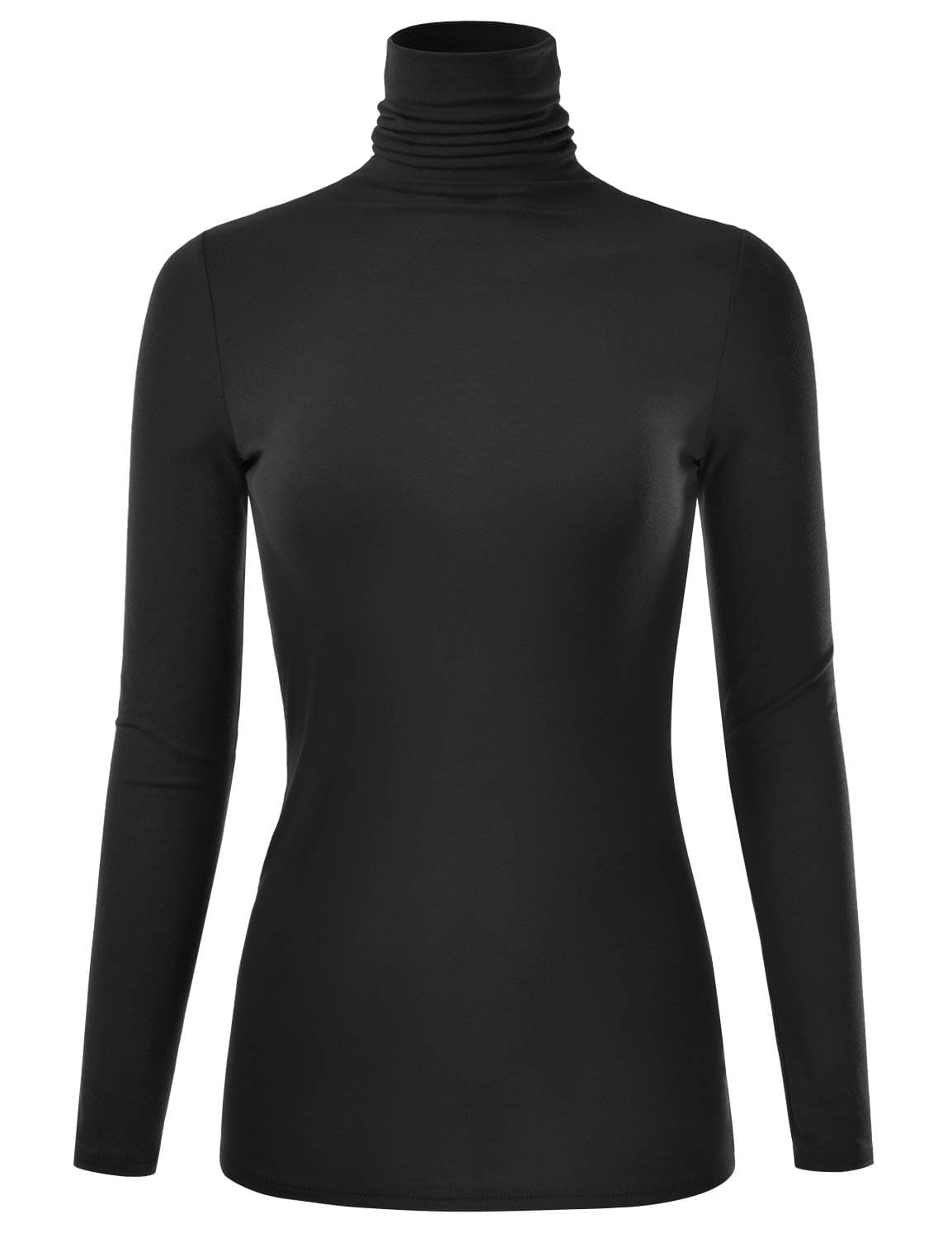 Women's Long Sleeve Turtleneck Light Weight Pullover Slim Fit T-Shirts Top (S-3XL)