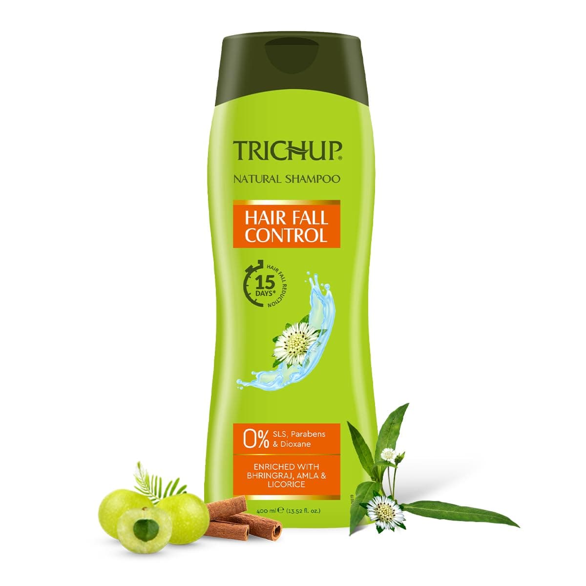 Trichup Hair Fall Control Natural Shampoo - Enriched Amla, Licorice & Bhringaraj - Help to Reduce Hair Fall & Thinning Hair- 400ml
