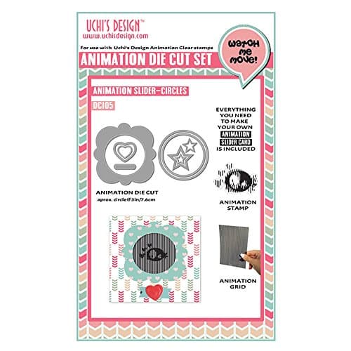 Uchi's Design Animation Card Craft Die + Stamp + Grid Set - Bird Circle Slider