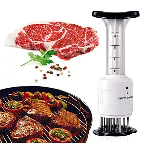 Cooyeah Meat Tenderizer & Meat Flavor Injector Spice Steak 2 in 1 Kitchen Gadget with 30 Ultra Sharp Needle Blade（3 Injection Needle Pinhole)-For Cooking Meat Steak Beef Turkey Pork Fish