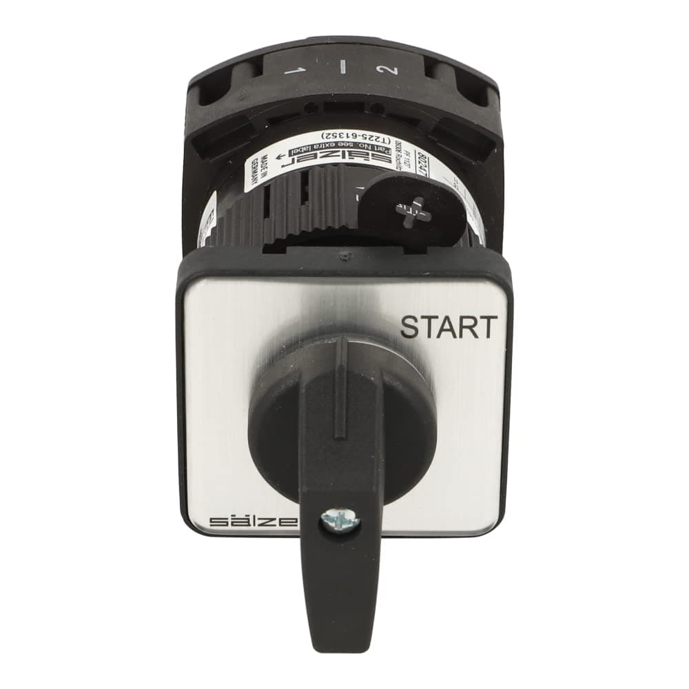 T225-61352-219M1 | SALZER,ROTARY CAM SWITCH, 2 POLE, 32 AMPS, ON/OFF, 2 STAGE, 2 CONTACTS, BLACK WITH SILVER FACE