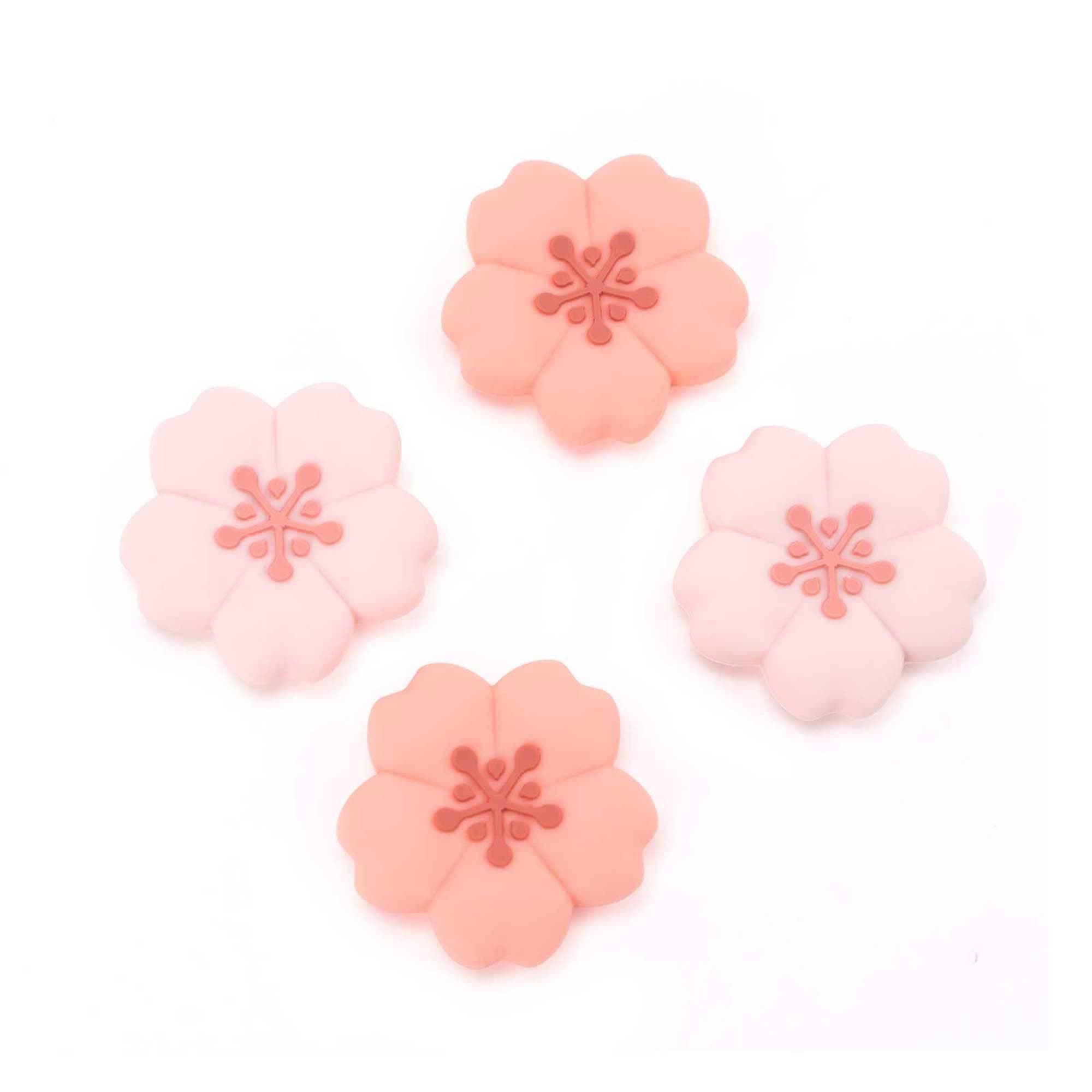 4PCS Silicone game console Thumb Grip Caps, Kawaii Cherry Blossom Joystick Cover Compatible with Switch/OLED/Switch Lite (Sakura)
