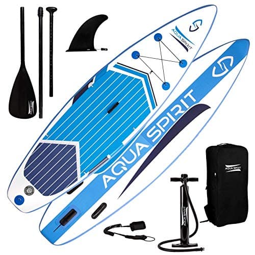 AQUA SPIRIT All Skill Levels Premium Inflatable Stand Up Paddle Board for Adults & Youth | Beginner & Intermediate iSUP Touring & Racing Model | Adjustable Aluminum Paddle, Carry Bag & SUP Safety Leas