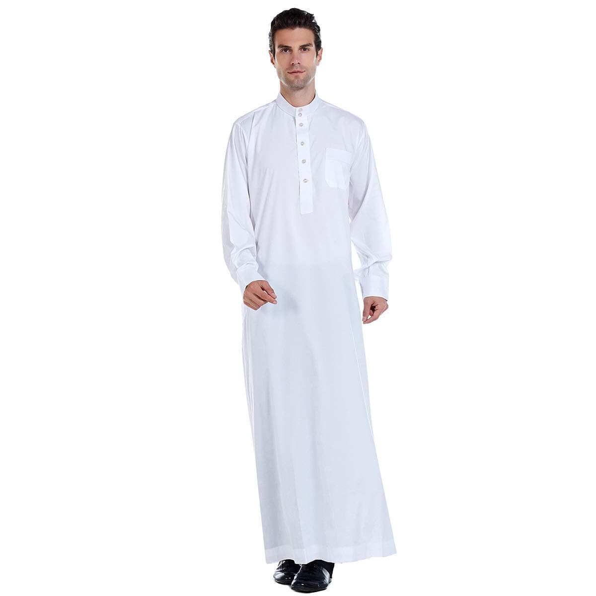 Men's Muslim Clothes Durable Kaftan Robe Dubai Long Gown Ethnic Clothes,1pc Soft Robe