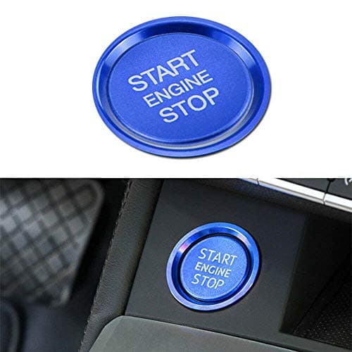 2pcs Start Stop Push Button Engine Ignition Ring Cap Blue Cover For VW Golf GTI Jetta