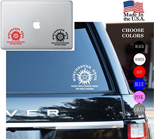 Supernatural Winchester Bros Saving People Hunting Things The Family Series Vinyl Decal Sticker - Car Window, Laptop Skin, Wall, Mac (5.5" inches, Red)