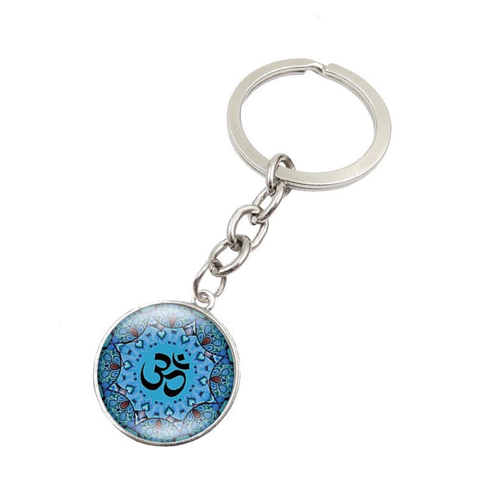 UmerBee Keychain Mandala Flower OM Symbol Key Chain Time Gems Key Rings Key Holder Gift