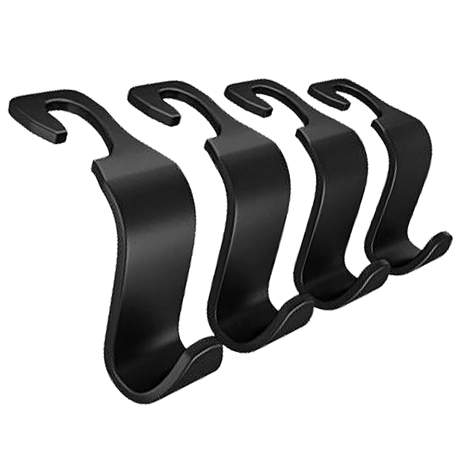 Stewit Car Organizer Plastic Hook Hanger for Holding Handbag Coat Purse Bag Water Bottle Umbrellas Cap and More. Suitable for All car (Black- Pack of 4),ST-CAR-Hook