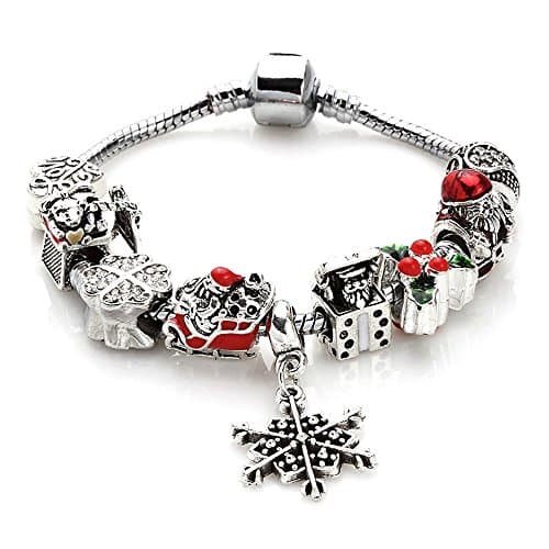 YYcharm Snowflake Charm Bracelet for Women DIY Crystal Beads Bangle Jewelry Gifts