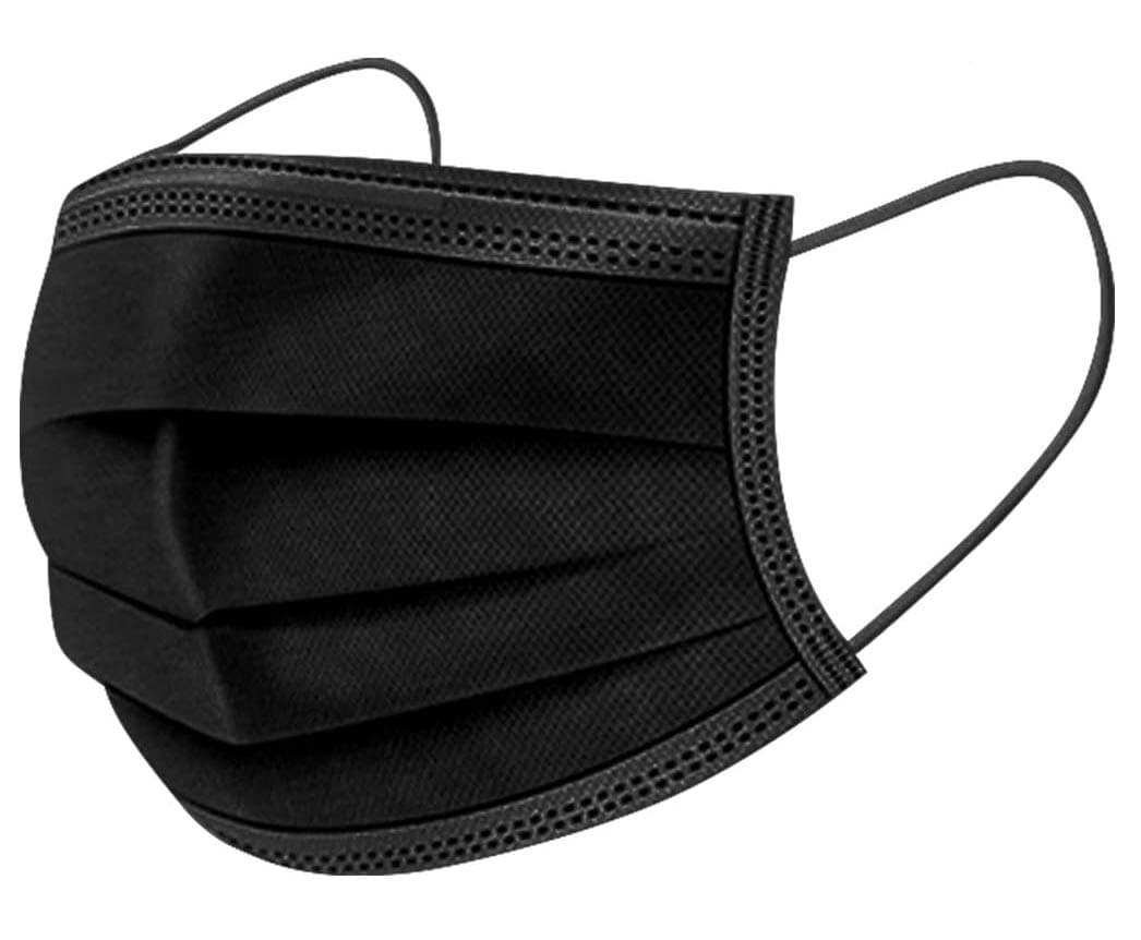 3 Layers Breathable Anti Dustproof Protection Mouth Black Face Cover Black 50 PCS