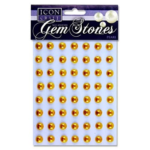 Icon Craft Pearl Gem Stones 10mm, Self Adhesive - Gold, Pack of 56