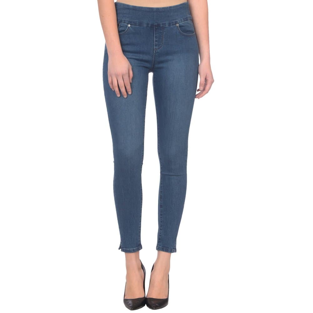 Lola Jeans Women's Rachel High Rise Pull On Ankle with 4-Way Stretch Denim (Medium Blue, 28/4)