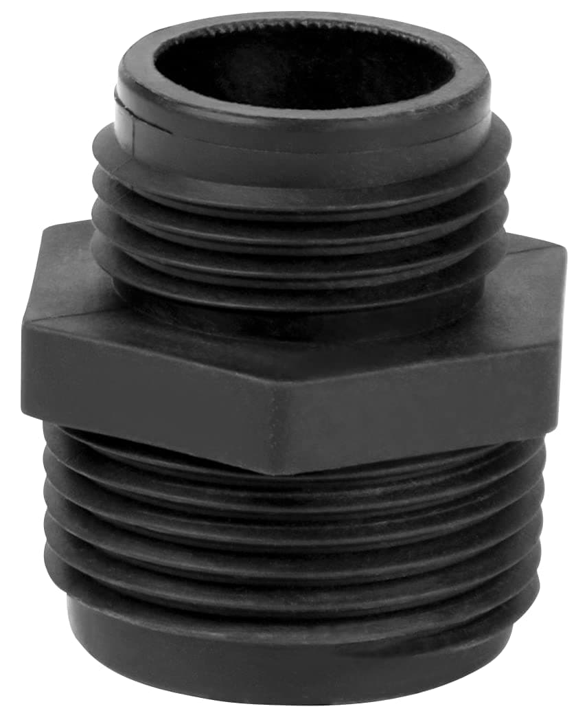 Little Giant GH-1, 1-Inch MNPT x 3/4-inch Male GHT Garden Hose Reducer/Adapter for Utility, Pond or Hydroponic Pumps with 1-inch FNPT discharge, Black, 599030