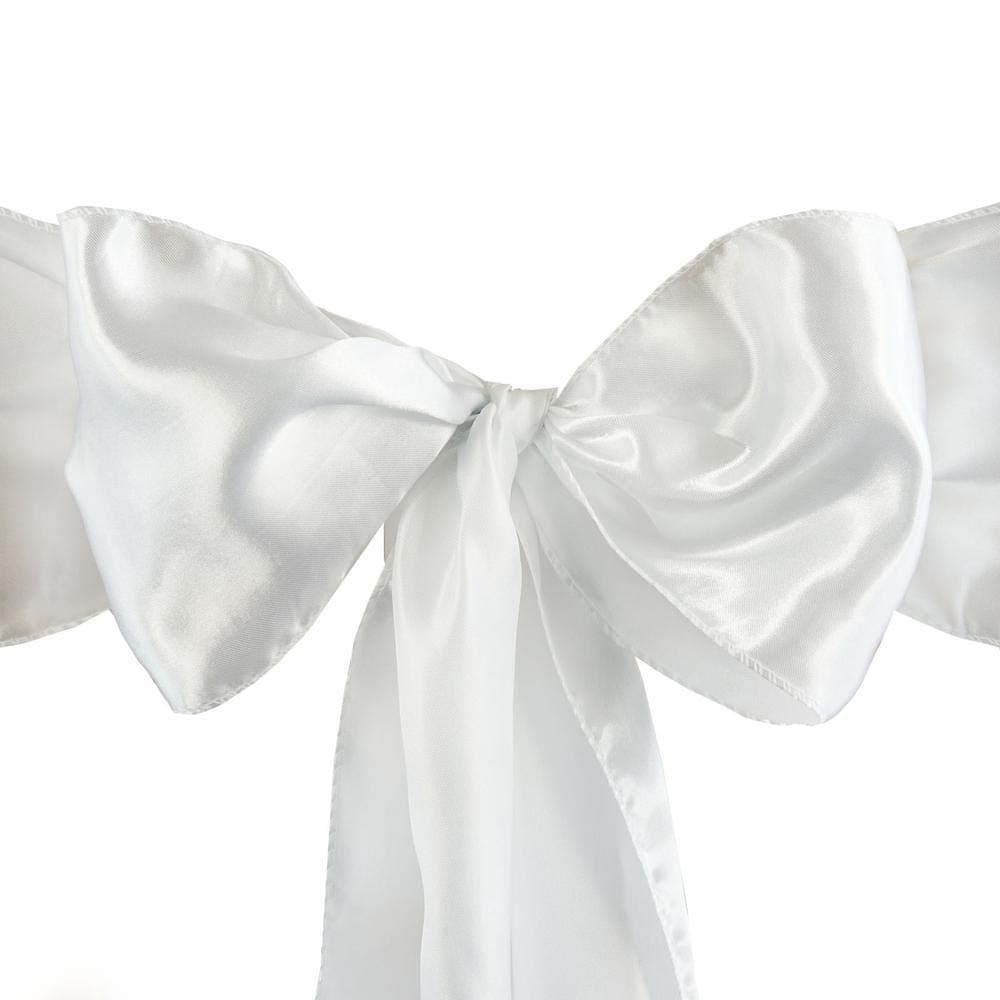 Satin Chair Sashes - Elegant Premium Quality, 6 x 108 Inch - Perfect for Weddings, Parties, and Events - (Pack of 10 Pieces, White)