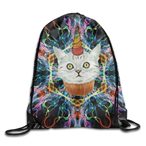 Unicorn Cat Cupcake Cool Drawstring Travel Sports Backpack Gift