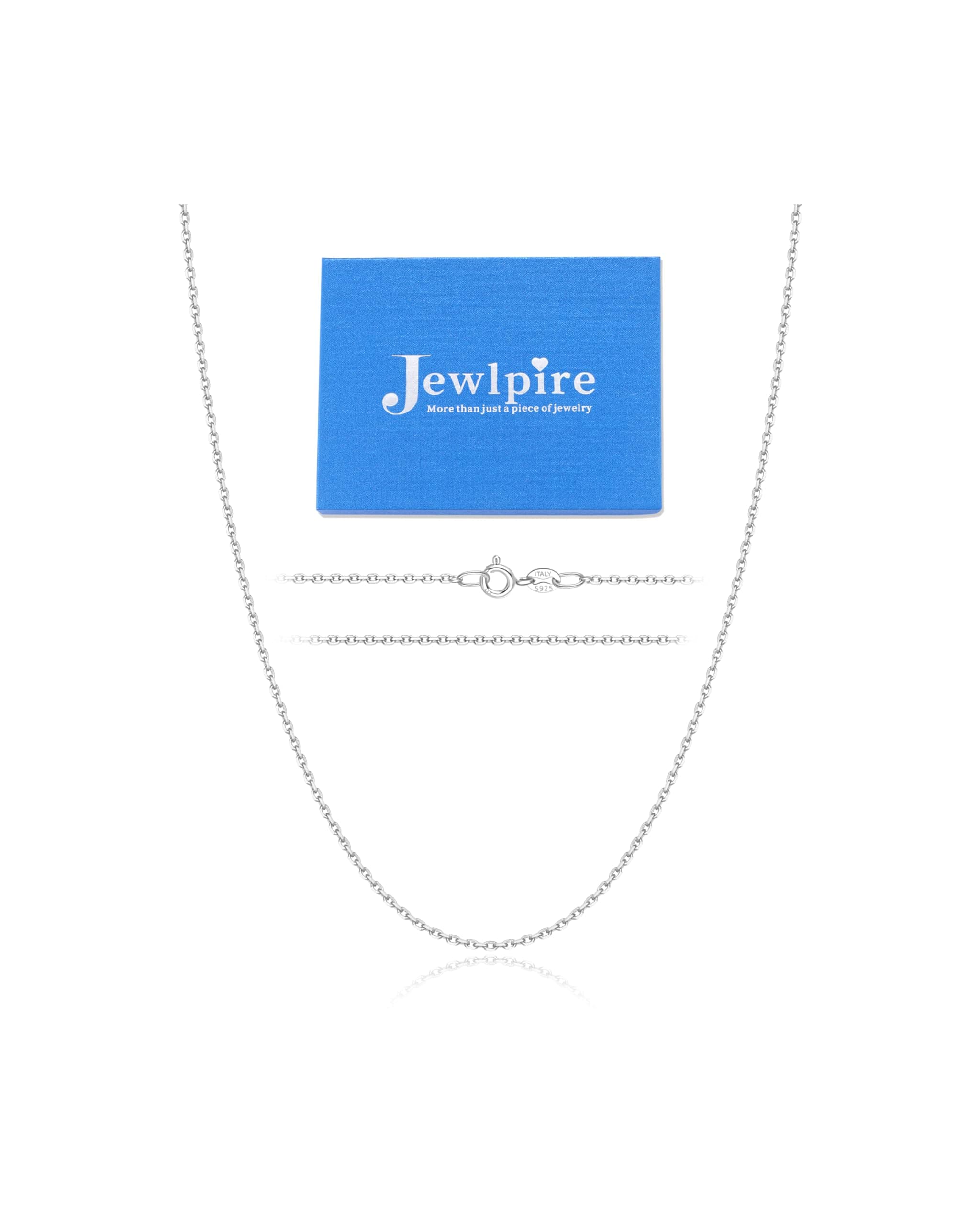Jewlpire Italian Real 925 Sterling Silver Chain Necklace for Women, 1.2mm Cable Chain Sturdy & Shiny Women's Chains Necklaces 16 18 20 22 24 Inch